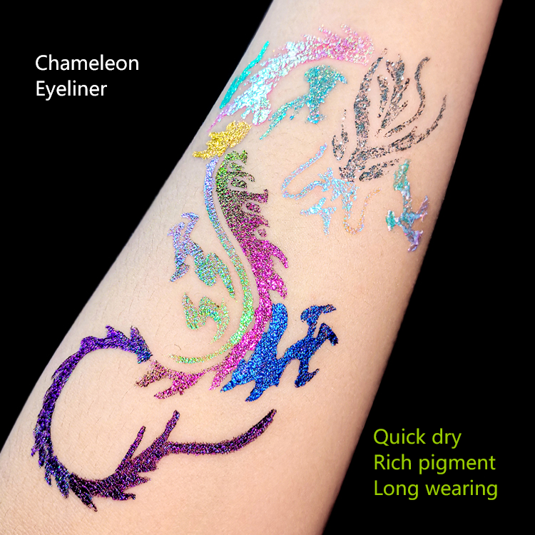 Lengthy-Lasting Waterproof Multichrome Eye Liner Pencil - Shimmering Colourful Chameleon Glitter Liquid Eyeliner