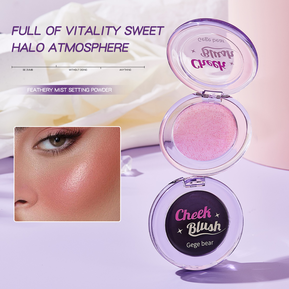 Personal Label Moisturizing Powder Blusher - Lengthy-Lasting Cream Cheek Blush in 2 Shades for Girls's Magnificence